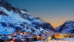 Val d'Isere ski resort at night