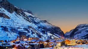 Val d'Isere ski resort at night