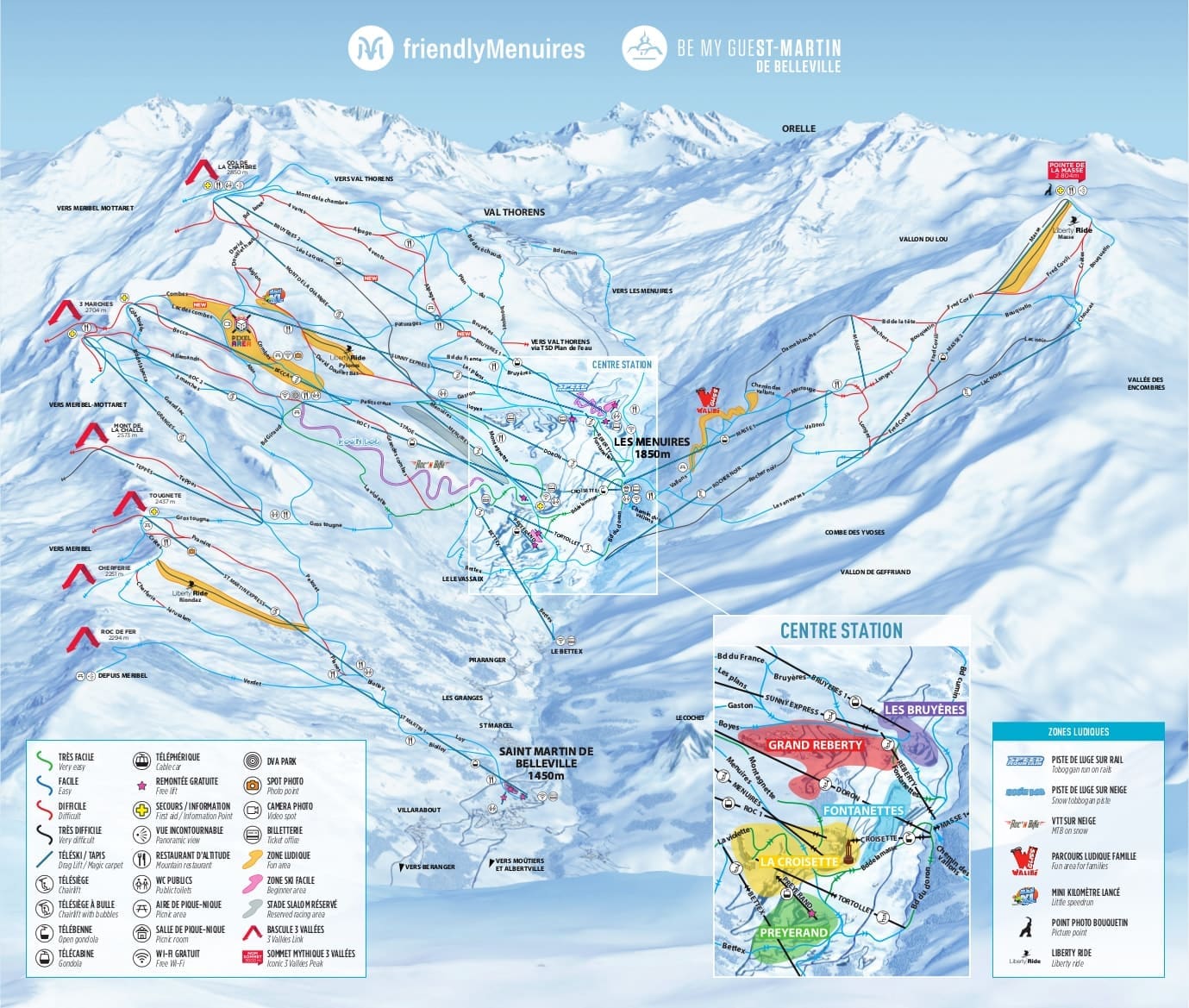 Les Menuires St Matin de Bellville Piste Map